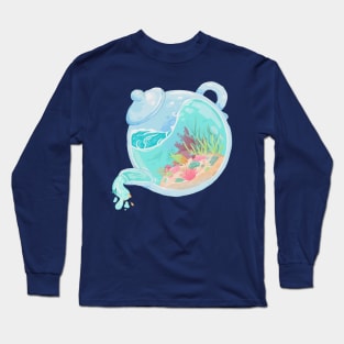 Sea Pot with Coral Reef and Fish Long Sleeve T-Shirt